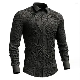 Chemises décontractées pour hommes 3D Totem Retro Goth Shirt Outdoor Halloween Festival Street Style Sleeve Long