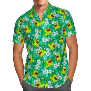 Camisas casuales para hombres Impresión 3D Anime verde Camisa hawaiana Hombres Verano Manga corta Camisa de gran tamaño Social 5XL S110Men's