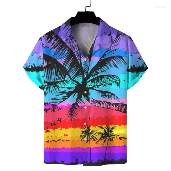 Chemises décontractées pour hommes Impression 3D Ananas Coconut Tree Shirt Summer Holiday Horme à manchette à manches courtes Blouse Hawaiian Beach Loose