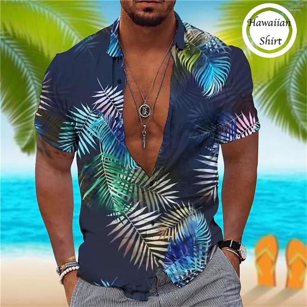 Chemises décontractées pour hommes 3d Prints Coconut Tree Graphic Hawaiian Shirt Hommes Vêtements Street Summer 2023 Manches courtes Button-down Man Sleeve Style