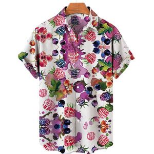 Casual shirts voor heren 3D zomer drukkerij fruitpatroon korte mouwen unisex losse mode vakantie strand top Hawaiian shirt 5xlmen's