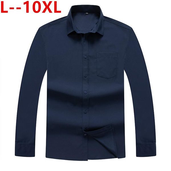 Chemises décontractées pour hommes 5XL 4XL 8XL 6XL grande taille robe d'affaires à manches longues blanc bleu noir rouge intelligent homme Social chemise Plus