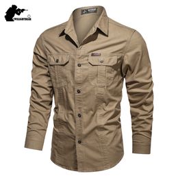 Chemises décontractées pour hommes 5XL 6XL Homme Overshirt Militaire Coton Hommes Marque Vêtements Loisirs Blouse AF1388 230130