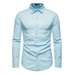 Herren-Freizeithemden, 6 Farben, Herren-Hemd, langärmelig, solide, einreihig, Business-Weiß, Camisa Masculina Social