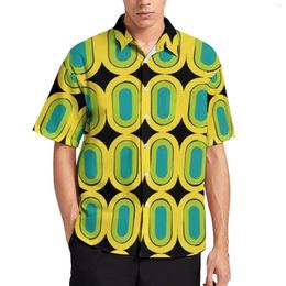 Casual shirts voor heren 60s retro mod print geometrie patroon strand shirt Hawaii esthetische blouses mannen bedrukt grote maat