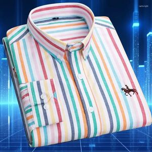 Chemises décontractées pour hommes 6xl chemises longues à manches longues Coton de couleur oxford Stripe Free Freeing High Quality Spring / Summer Style