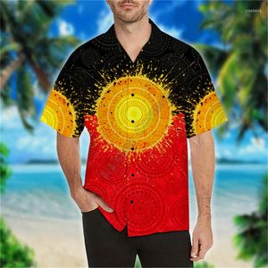 Mannen Casual Shirts Aboriginal Vlag Inheemse Zon Schilderen Art Strand Shirt Hawaii Zomer 3d Gedrukt Mannen Voor Vrouwen Mode