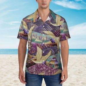 Chemises décontractées pour hommes Chemise de vacances de montagnes abstraites Impression d'art japonais Homme hawaïen Blouses élégantes à manches courtes Harajuku Tops