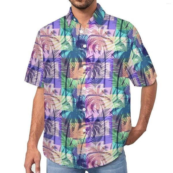 Chemises décontractées pour hommes Palmiers abstraits Chemise ample Homme Plage Tropical Imprimer Hawaïen Personnalisé Manches courtes Tendance Blouses surdimensionnées