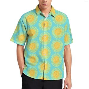 Chemises décontractées pour hommes abstrait soleil imprimé chemise ample mâle plage soleil motif été imprimé à manches courtes Cool surdimensionné Blouses