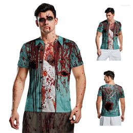 Casual shirts voor heren volwassen mannen Horror Bloody Zombie Vampire Tank Tops Carnival Party Halloween Kostuum 3D Printing Scary Skeleton T-Shirt