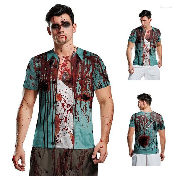 Chemises décontractées pour hommes Adultes Horreur Horreur Blood Zombie Vampire Tops Carnaval Party Halloween Costume 3D Prince T-shirt Skeleton effrayant