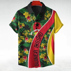 Chemises décontractées pour hommes Afrique du drapeau de la carte de la Guinée-bissau 3D Print pour hommes vêtements National Emblem Bel