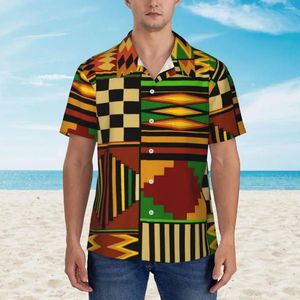 Chemises décontractées pour hommes Chemise de plage à imprimé tribal africain Hommes Kente Design Summer Manches courtes Modèle Tendance Blouses surdimensionnées Cadeau