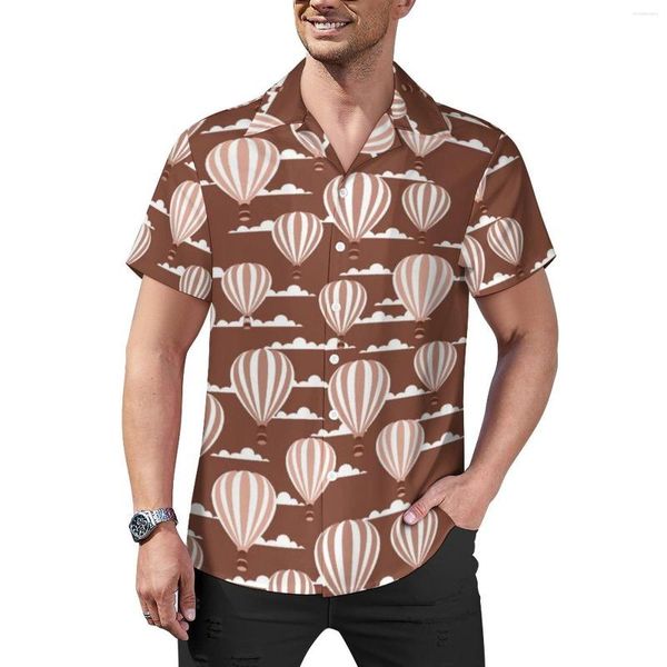 Chemises décontractées pour hommes ballon à air chemise de plage imprimé nuage Hawaii hommes Style de rue Blouses à manches courtes vêtements graphiques grande taille