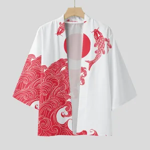 Chemises décontractées pour hommes Tous imprimé Kimono Male Spring et été à manches longues à manches longues à manches longues à manches