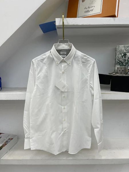 Chemises décontractées pour hommes ALMAQI Chemise Coton Hommes 2024 Business Mode Respirant Haute Qualité Manches Longues Taille S-XXL Col Pin Design