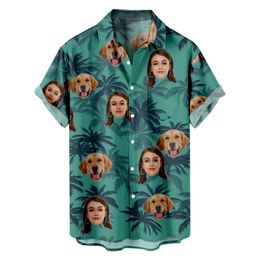 Mannen casual shirts Aloha shirt aangepaste Hawaiian shirt met gezicht gepersonaliseerde mannen Aloha Beach tropische bloemen shirt 230619