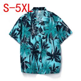 Chemises décontractées pour hommes Aloha Shirt Vêtements pour hommes 2023 Summer Coconut Tree Imprimé à manches courtes Chemises hawaïennes vertes Mens Beach Wear Blouses Tops Male Z0224