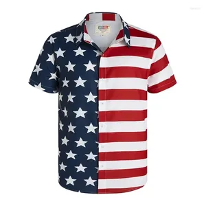 Chemises décontractées pour hommes Amérique Drapeau hawaïen Hommes Mode pour homme Vêtements 3D Imprimé Plage Manches courtes Y2K Vintage Vêtements Blouse Fleur