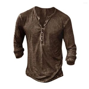 Casual overhemden voor heren Amerikaans T-shirt met korte mouwen Vintage knopen Effen kleur V-hals Goth Oversized top Punk Street Wear