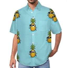 Chemises décontractées pour hommes Ananas Ananas Lunettes de soleil Chemise Fruit Beach Lâche Blouses de nouveauté hawaïennes à manches courtes Tops surdimensionnés personnalisés