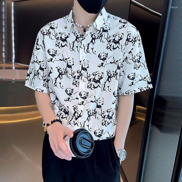 Chemises décontractées pour hommes Animal Dog Full Print Hip Hop Beach Chemise à manches courtes Hommes Blouse Femmes Bouton Up Mode japonaise Été