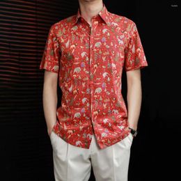 Camisas casuais masculinas padrão animal impressão homens roupas havaianas 2023 tendências streetwear tops florais