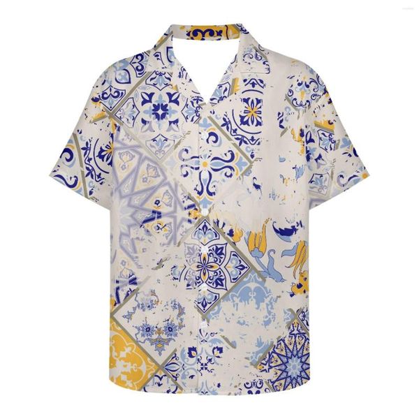 Chemises décontractées pour hommes motif Tribal arabe Vintage tatouage imprime hommes chemise hawaïenne homme plage Aloha manches courtes Camisa Hawaiana Hombre