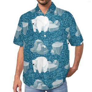 Casual overhemden voor heren Arctic Animal Print Blouses Heren Schattige ijsbeer Hawaiiaanse korte mouwen Custom Retro Oversize Strandshirt Cadeau