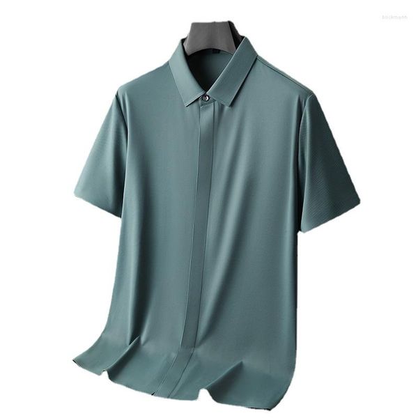 Chemises décontractées pour hommes arrivée mode Suepr grand été glace soie patte dissimulée printemps chemise à manches courtes grande taille XL-7XL 8XL