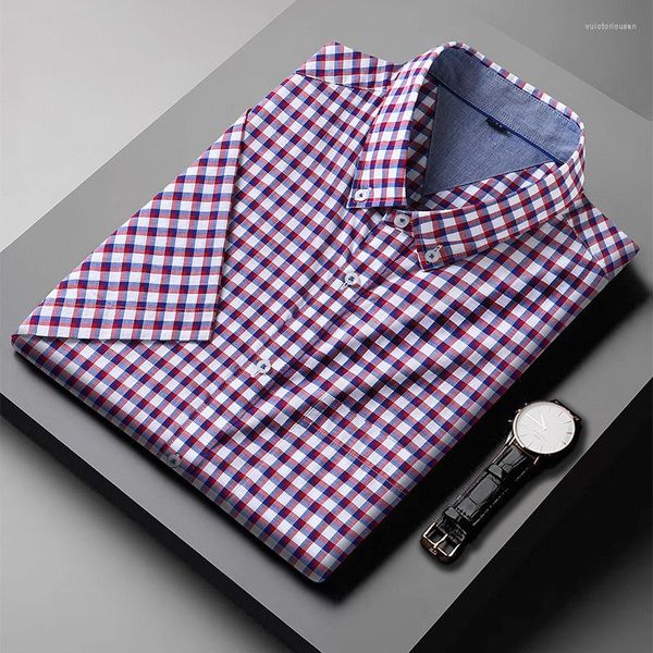 Chemises décontractées pour hommes arrivée haute qualité à manches courtes été affaires chemise à carreaux teint en fil surdimensionné mince grande taille 2XL-7XL 8XL