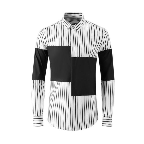 Chemises décontractées pour hommes arrivée haute qualité automne hiver coton ciel soie bande épissage hommes à manches longues confortable grande taille M-4XL