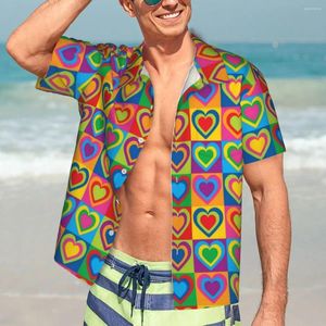 Chemises décontractées pour hommes Art Beach Shirt Hearts Print Hawaiian Male Vintage Blouses à manches courtes Y2K Street Pattern Vêtements