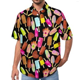 Vrijetijdsoverhemden voor heren Aussie Ice Creams Losvallend overhemd Man Beach Make Merryness Print Hawaiiaanse grafische korte mouwen Cool Oversized blouses