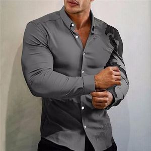 Chemises décontractées pour hommes automne mode surdimensionné pour hommes feuille impression bouton haut à manches longues vêtements pour hommes plage et chemisiers