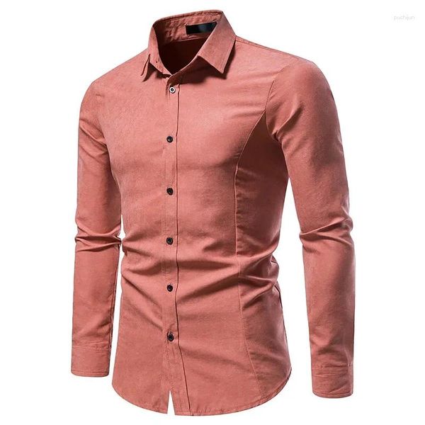 Camisas casuales para hombres Camisa con botones de manga larga de otoño Top de solapa Moda coreana Ropa de calle Ropa vintage grande