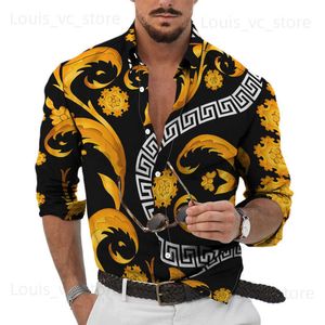 Casual overhemden voor heren Herfst 3D-printoverhemden voor heren Retropatroon Top Casual feestkleding Vest met enkele rij knopen S-4XL 2022 Nieuw Turn-down lange mouw T230831