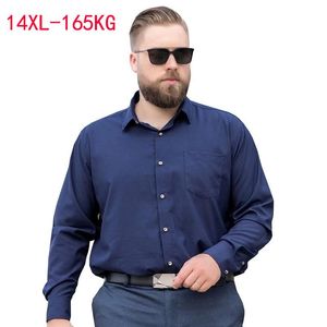 Chemises décontractées pour hommes automne grande taille 8XL 9XL 10XL 12XL 14XL hommes chemise formelle à manches longues robe bureau violet mariage surdimensionné 52 54 hommes