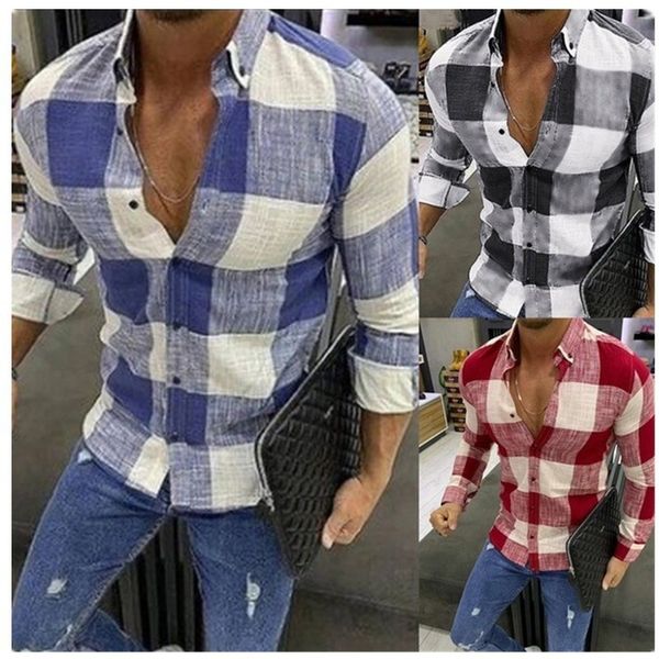 Chemises décontractées pour hommes automne hiver mode chemise à manches longues à carreaux Streetwear Ropa De Hombre hommes 230306