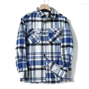 Chemises décontractées pour hommes Automne Hiver Pour Hommes Coton À Manches Longues Plaid Brossé Flanelle Chemise Vestes Unisexe Hip Hop Chaud Veste Thermique