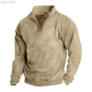 Chemises décontractées pour hommes automne hiver nouvel homme en tricot en tricot collier collier couleur solide plie à manches longues à la mode