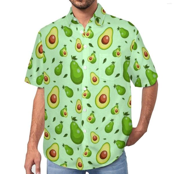 Camisas informales para hombre, blusas con estampado de aguacate, divertida fruta hawaiana para hombre, camiseta de vacaciones de gran tamaño con gráfico de manga corta a la moda, Idea de regalo