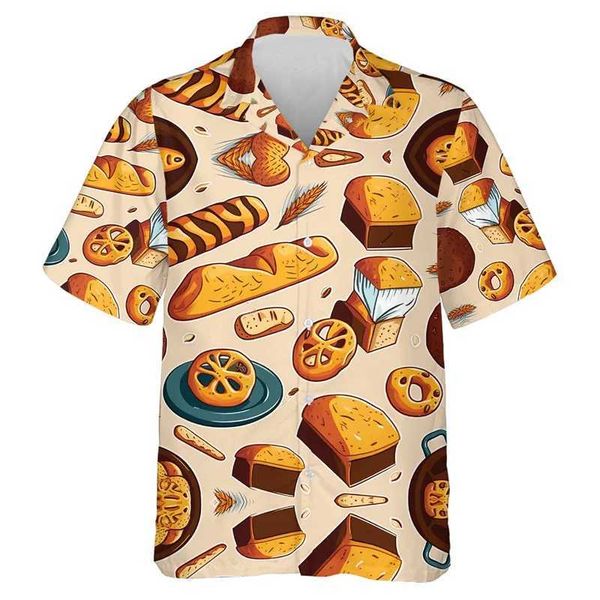 Chemises décontractées pour hommes Baking Lover 3D Imprimer des chemises de plage pour hommes Cake Cake Chef Short Slve Uniform Hawaiian Slve Women Femmes Blouse Y240506