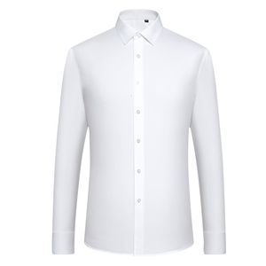Chemises décontractées pour hommes Fibre de bambou T-shirt de luxe Hommes Solid Mens Robe à manches longues Spandex Soft Business Smart Blanc 230822