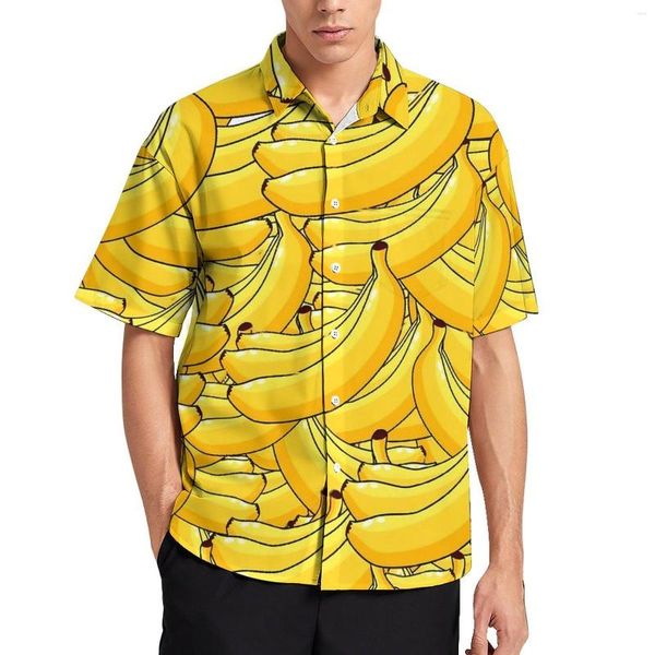 Chemises décontractées pour hommes Banana Fresh Beach Shirt Jaune Fruit Hawaii Mâle Vintage Blouses Manches courtes Graphique Top Plus Taille