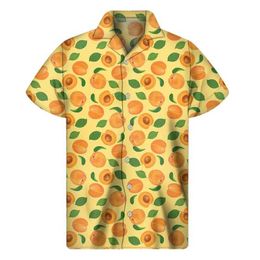 Camisas casuales para hombres Banana naranja pitaya fruta gráfica camisa hombres estampados 3d camisetas hawaianas tops hawaii playa manga corta botón aloha blusa 240424