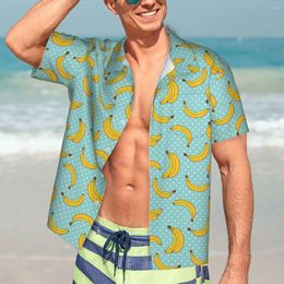 Casual shirts voor heren bananenprint zomerhemd mannen strand polk stippen korte mouw y2k grappig patroon coole oversized blouses