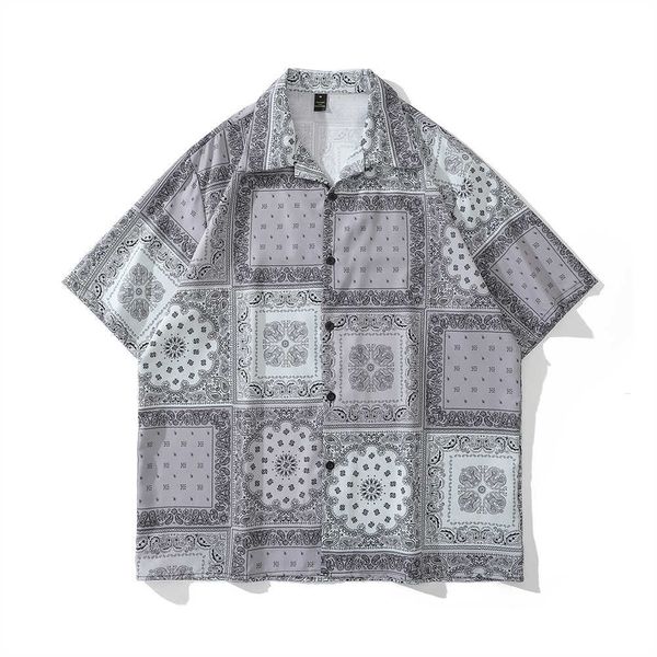 Camisas casuales para hombres Bandana Camisa hawaiana Hombres Verano Material fino Camisas para hombres Blusa Hombre Top Z0224