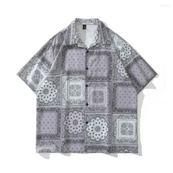 Camisas casuales para hombres Bandana Camisa hawaiana Hombres Verano Material fino Blusa para hombres Top masculino